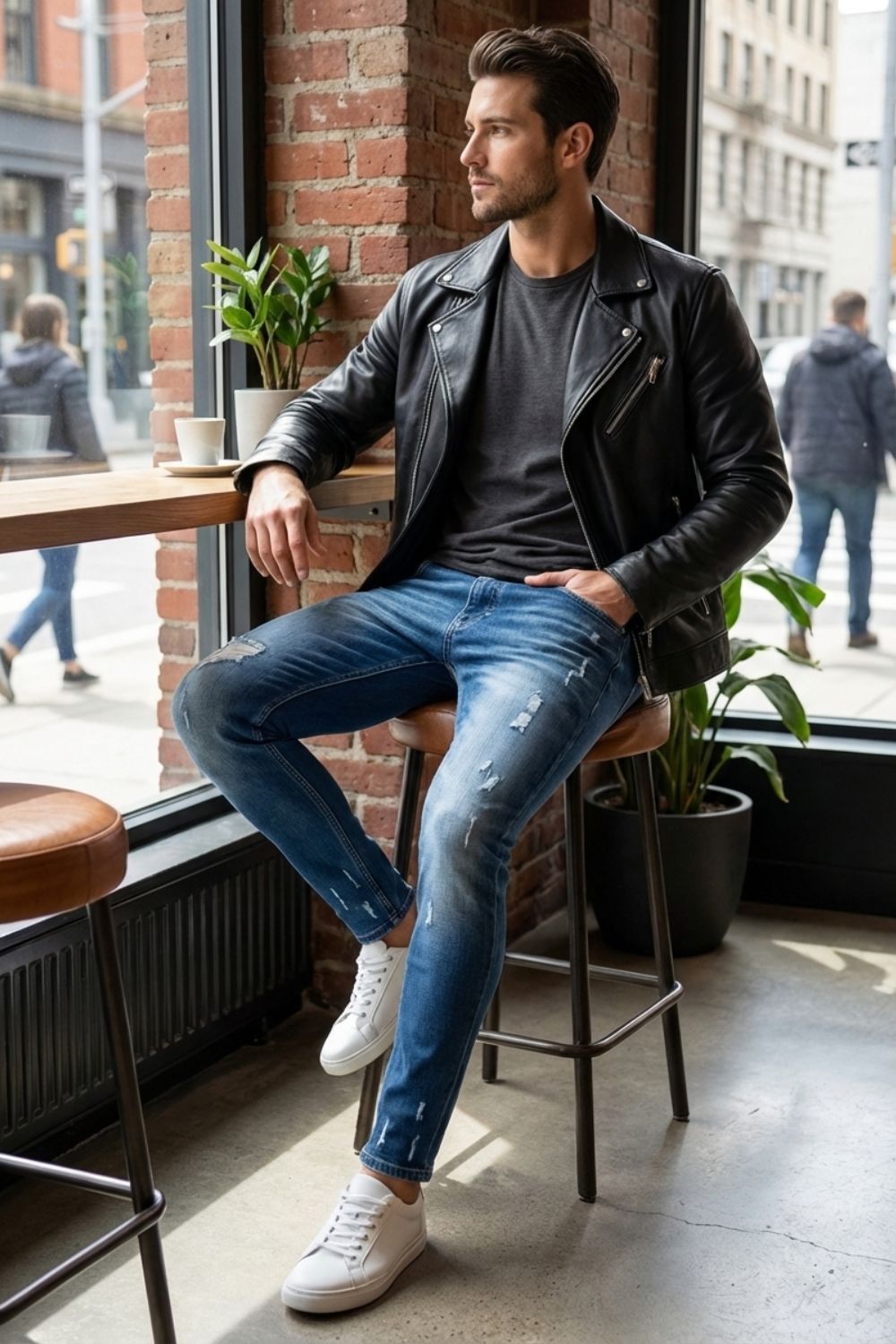 Herren Skinny Jeans – Ripped – Side-Profile
