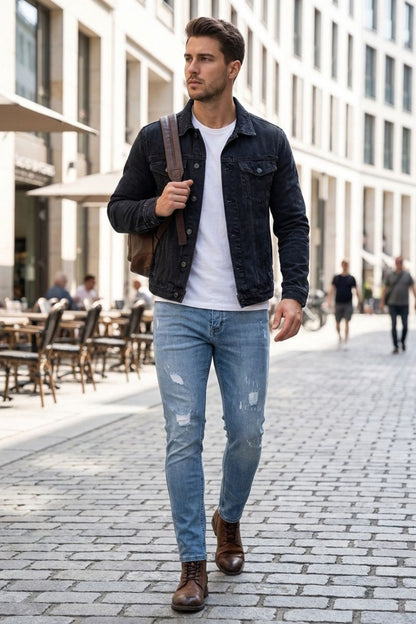Herren Skinny Jeans – Ripped – Trage-Detail