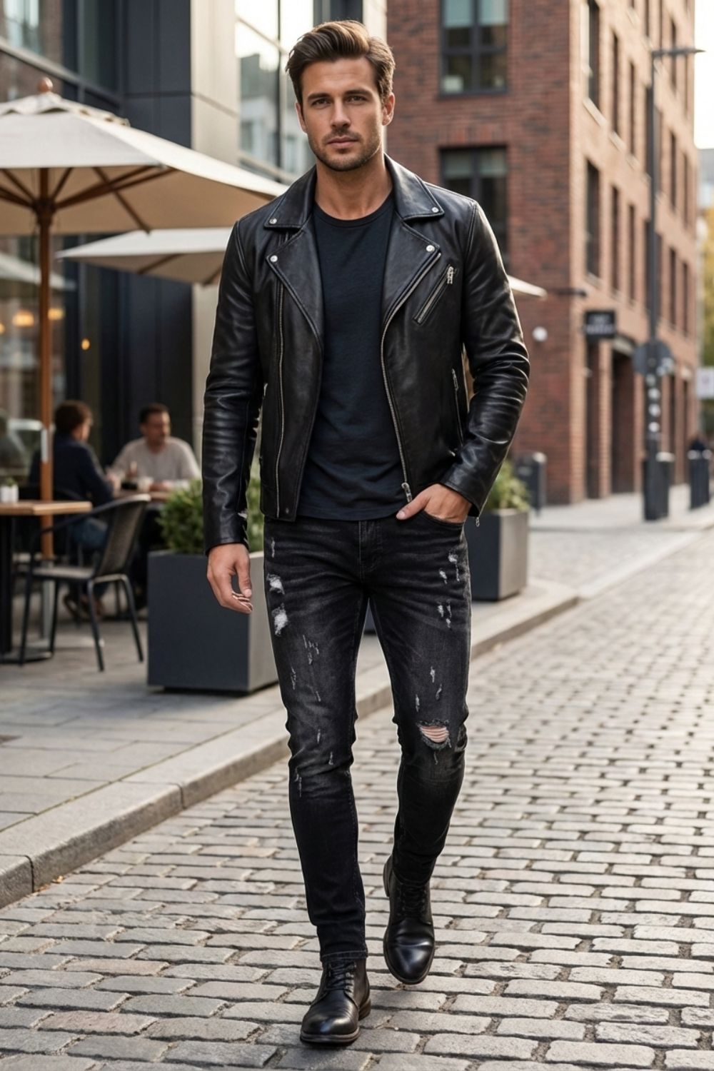 Herren Skinny Jeans – Ripped – Stoff-Detail