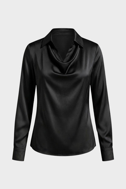 Damen Satin Bluse – Wasserfall – Lifestyle-Look