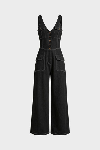 Damen Denim Jumpsuit – Wide-Leg – Lifestyle-Look