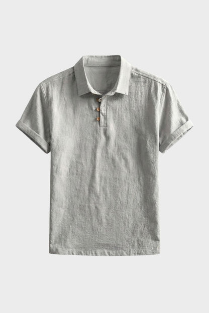 Herren Naturleinen Polo – Henley – Lifestyle-Look