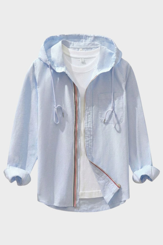 Herren Hemdjacke mit Kapuze und Reißverschluss