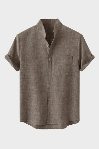 Herren Sommerhemd – Stand-Collar – Material-Detail