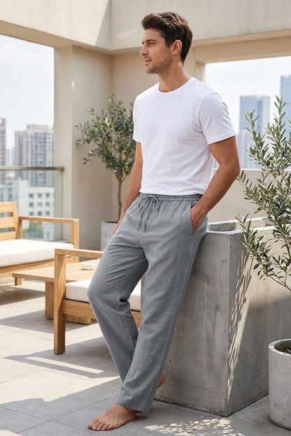 Herren Leinen Hose – Drawstring – Side-Profile
