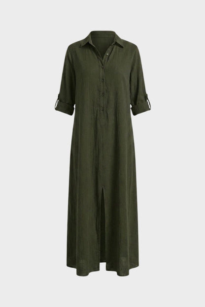 Damen Hemdblusenkleid | Maxi – Material-Detail