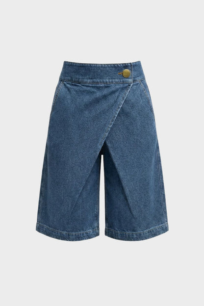 Damen Jeansshorts | High-Waist Knopfleiste – Material-Detail