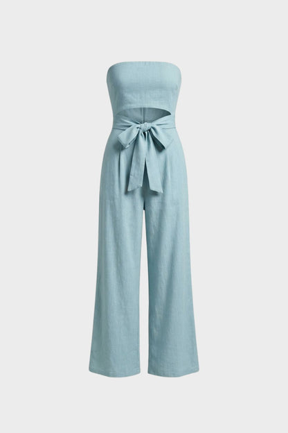 Damen Jumpsuit – Strapless Wide-Leg – Material-Detail