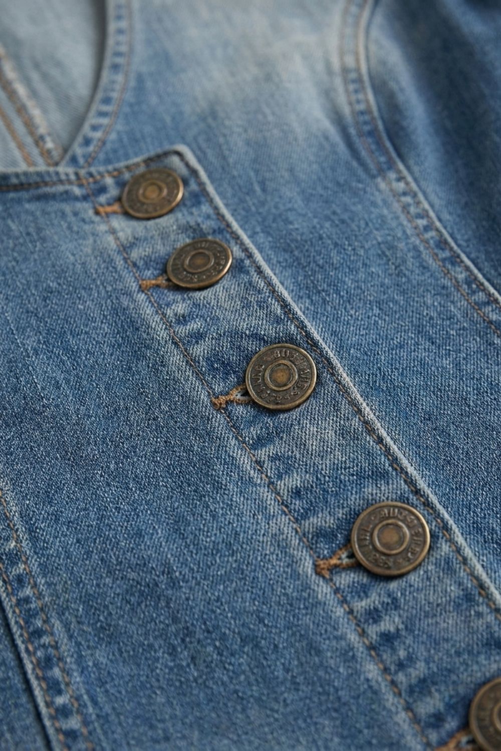 Damen Jeanskleid Midi | Knopfleiste – Profil-Ansicht