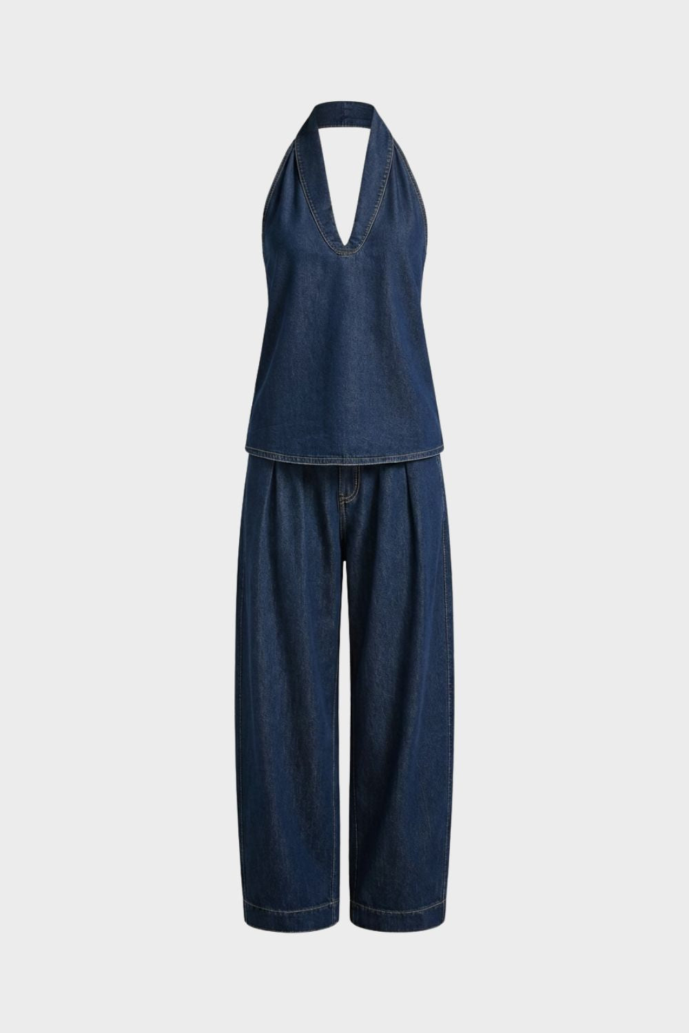 Damen Jumpsuit Wide-Leg | V-Ausschnitt – Material-Detail