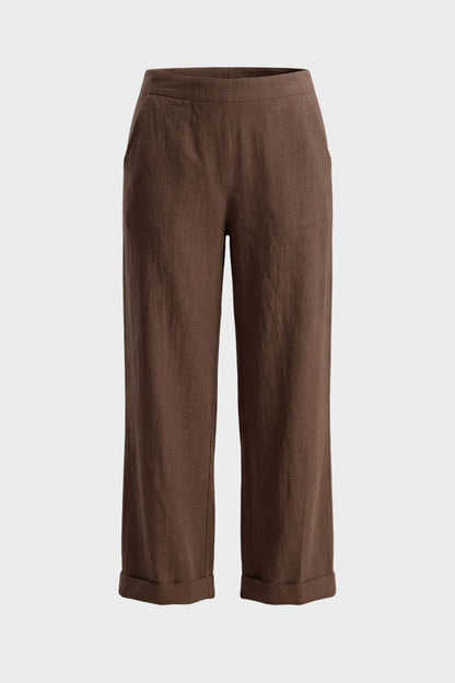 Damen Leinen Hose – 7/8 Loose – Material-Detail