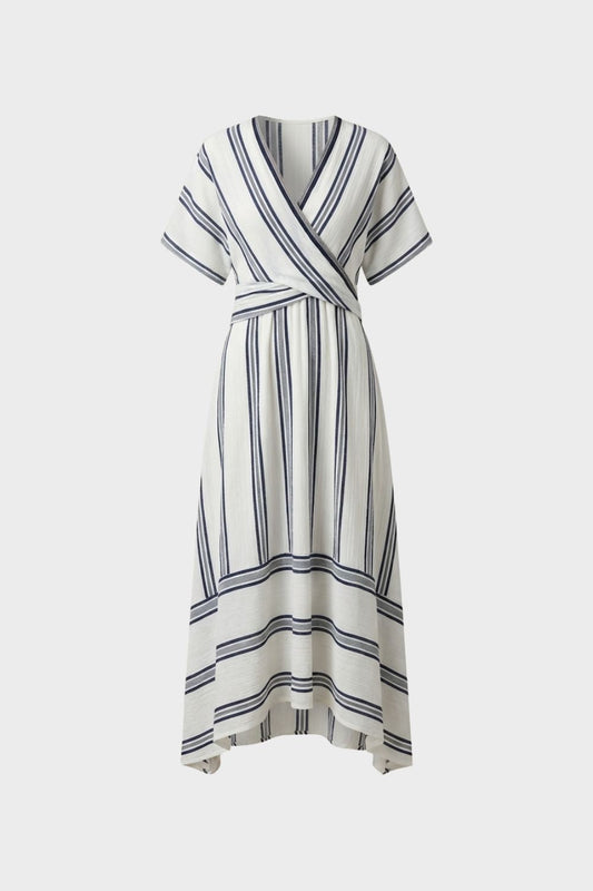 Damen Streifen Wickelkleid – Maxi – Hauptansicht