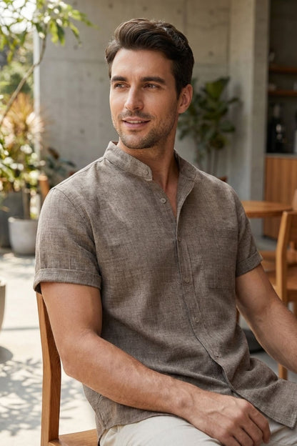 Herren Sommerhemd – Stand-Collar – Styling-Inspiration