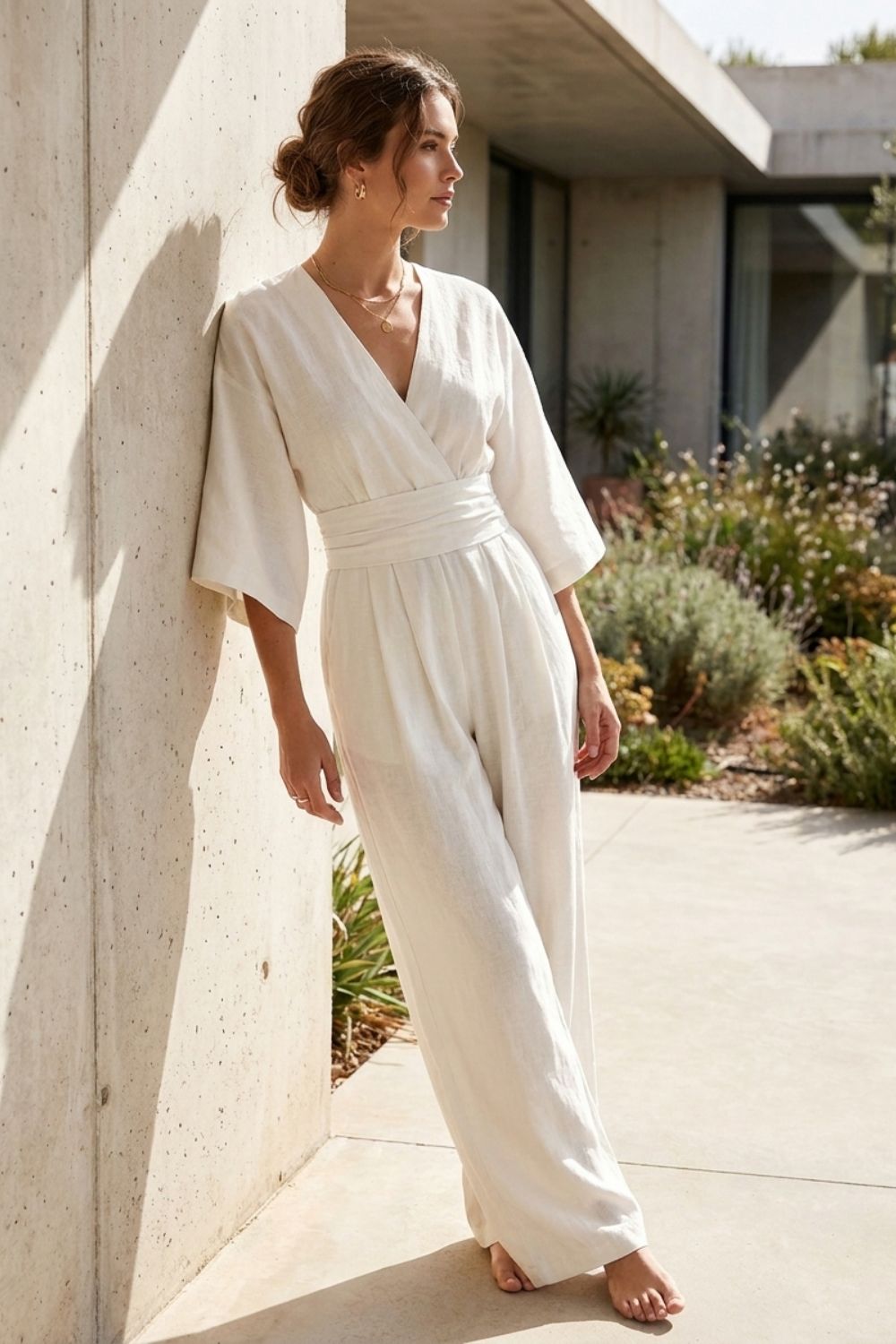 Damen Wickel Jumpsuit | Sommer – Sicht von oben