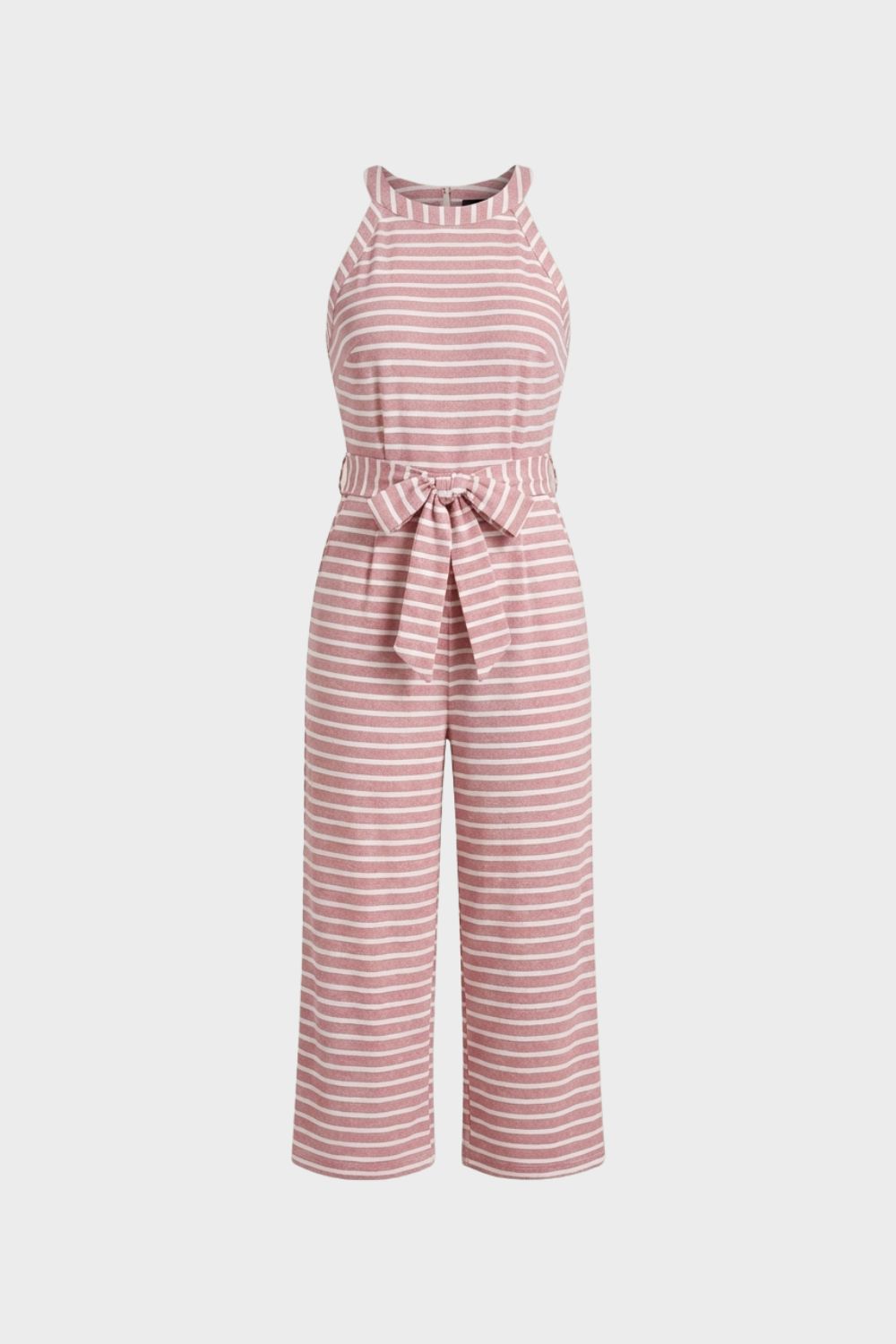 Damen Streifen Jumpsuit – Halterneck – Rückansicht