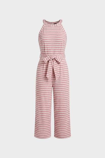 Damen Streifen Jumpsuit – Halterneck – Rückansicht