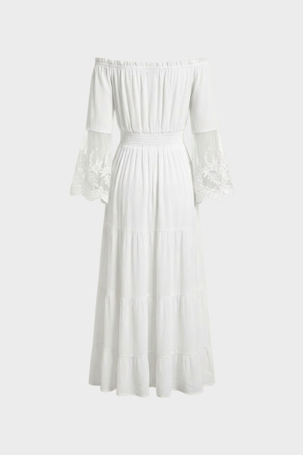 Damen Boho Maxikleid – Off-Shoulder – Detail-Ansicht