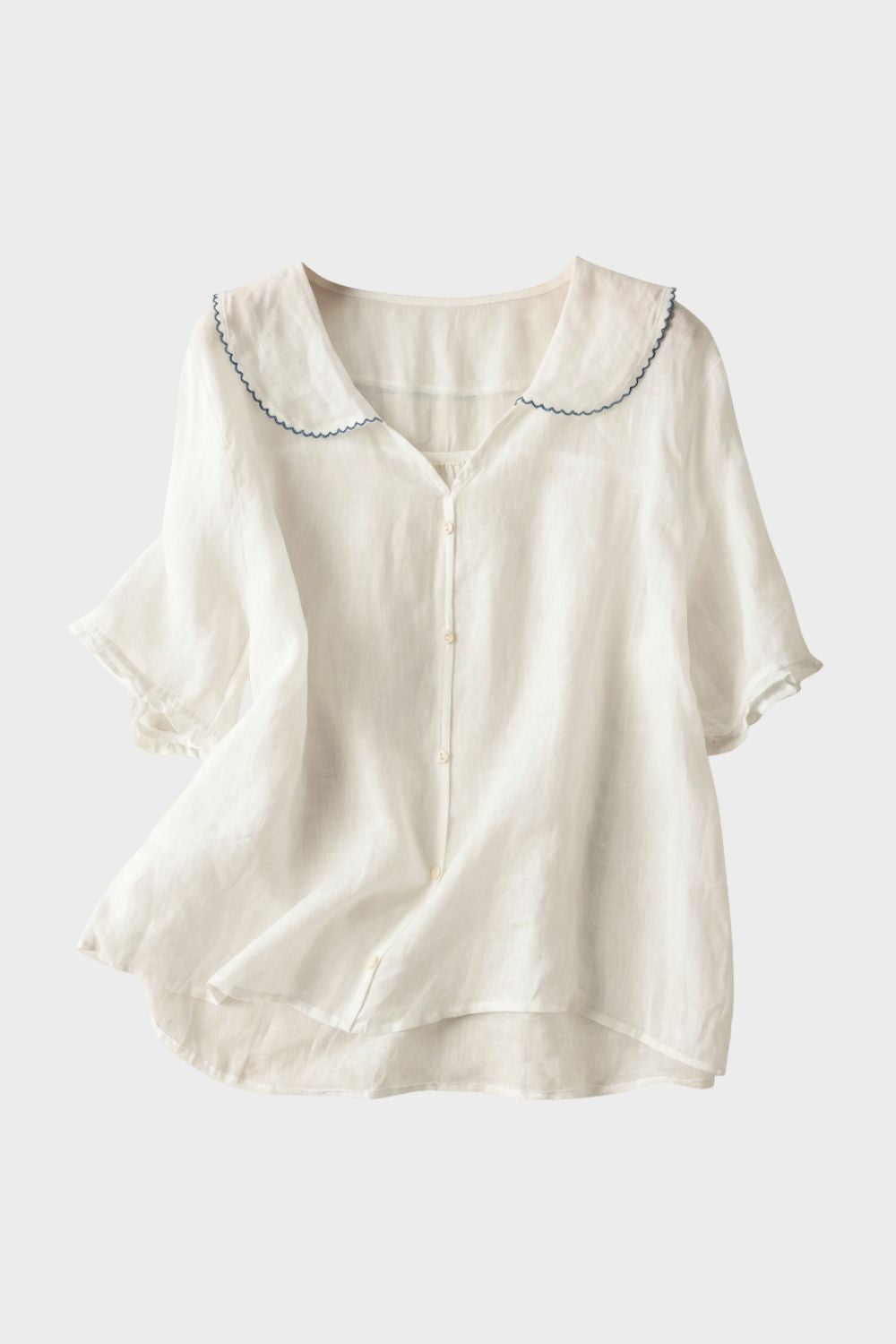 Bluse Damen mit Kurzarm und Knopfleiste