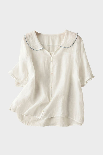 Bluse Damen mit Kurzarm und Knopfleiste