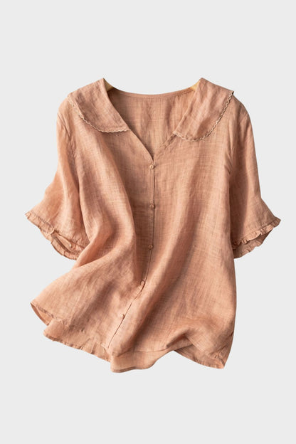 Bluse Damen mit Kurzarm und Knopfleiste
