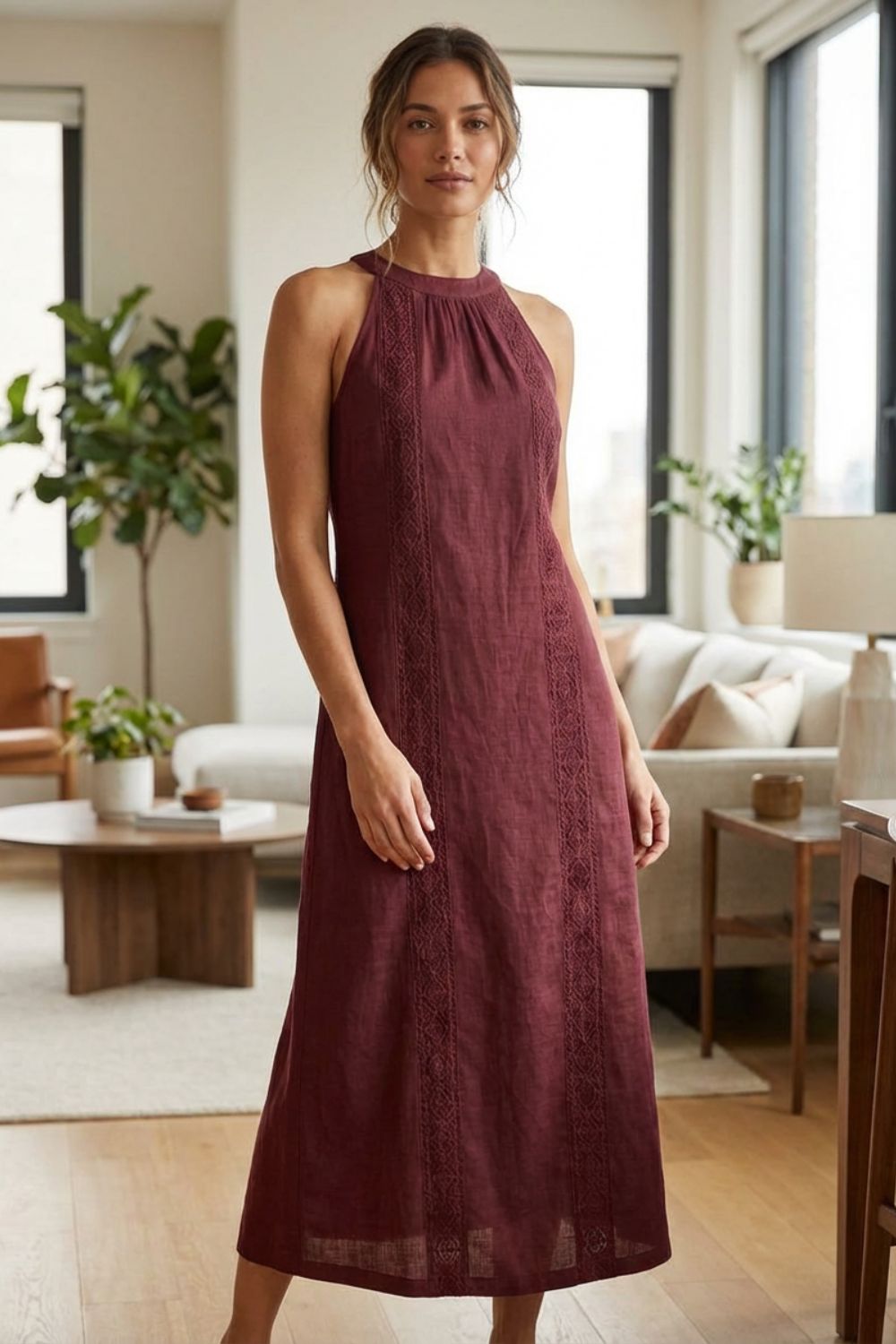 Damen Maxikleid | Stehkragen Ärmellos – Styling-Inspiration