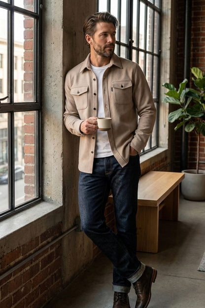Herren Overshirt – Brusttaschen – Detail Verarbeitung