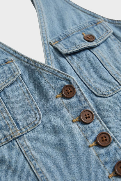 Damen Denim Jumpsuit – Wide-Leg – Profil-Ansicht