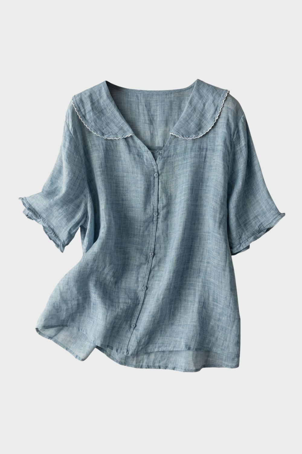 Bluse Damen mit Kurzarm und Knopfleiste