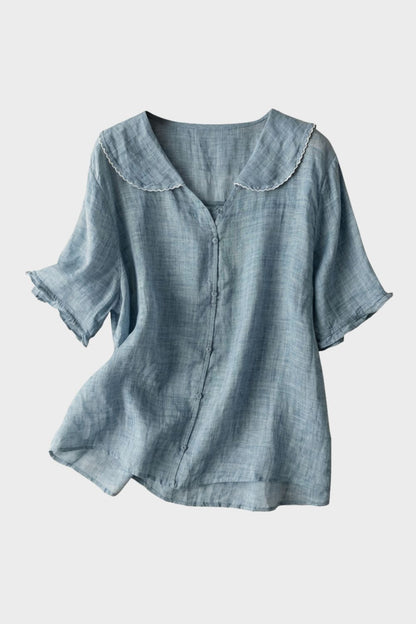 Bluse Damen mit Kurzarm und Knopfleiste