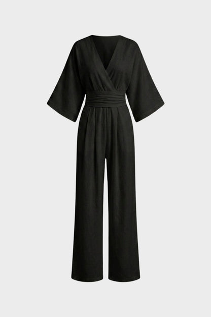 Damen Wickel Jumpsuit | Sommer – Material-Detail