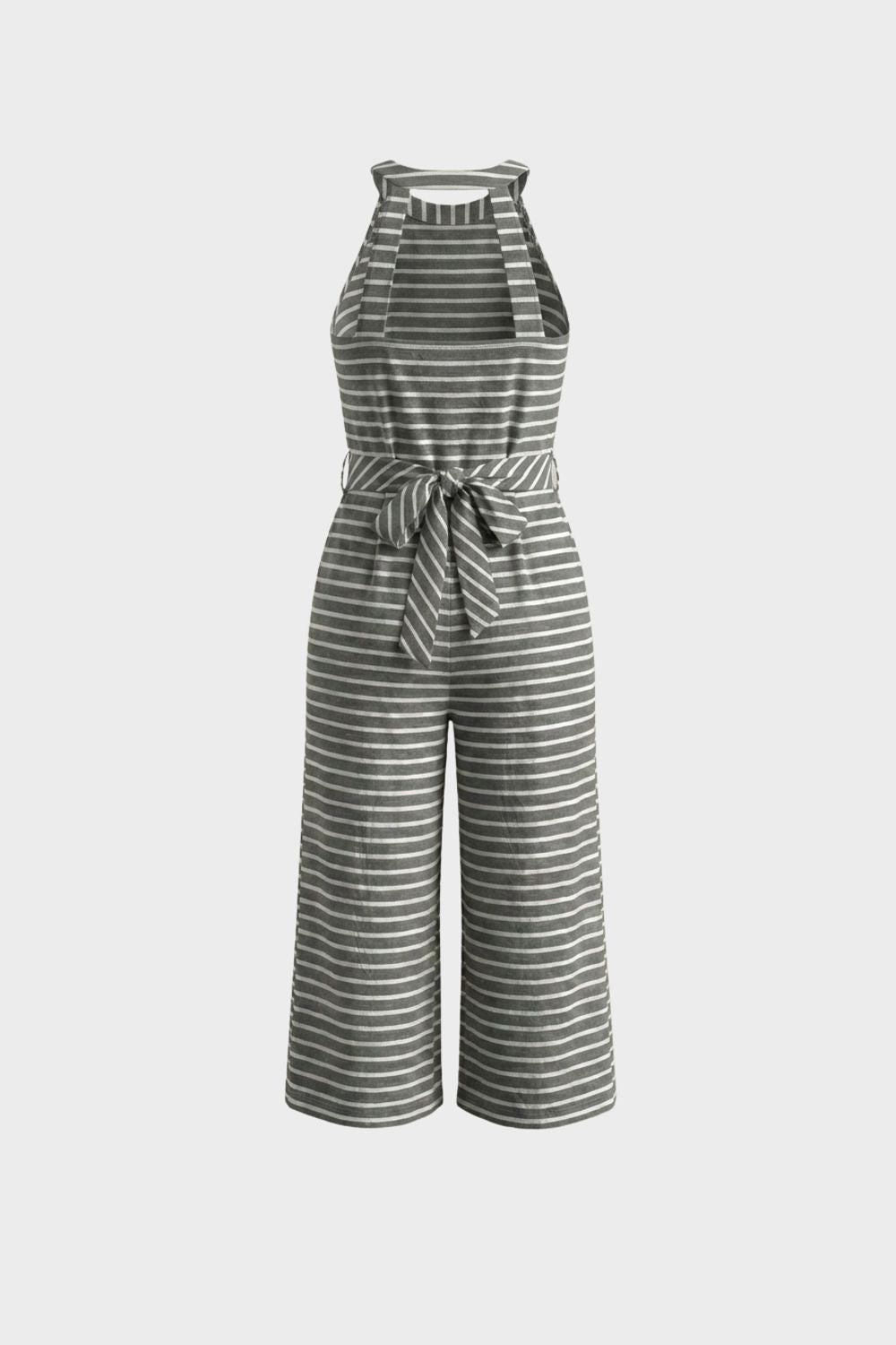 Damen Streifen Jumpsuit – Halterneck – Detail-Ansicht