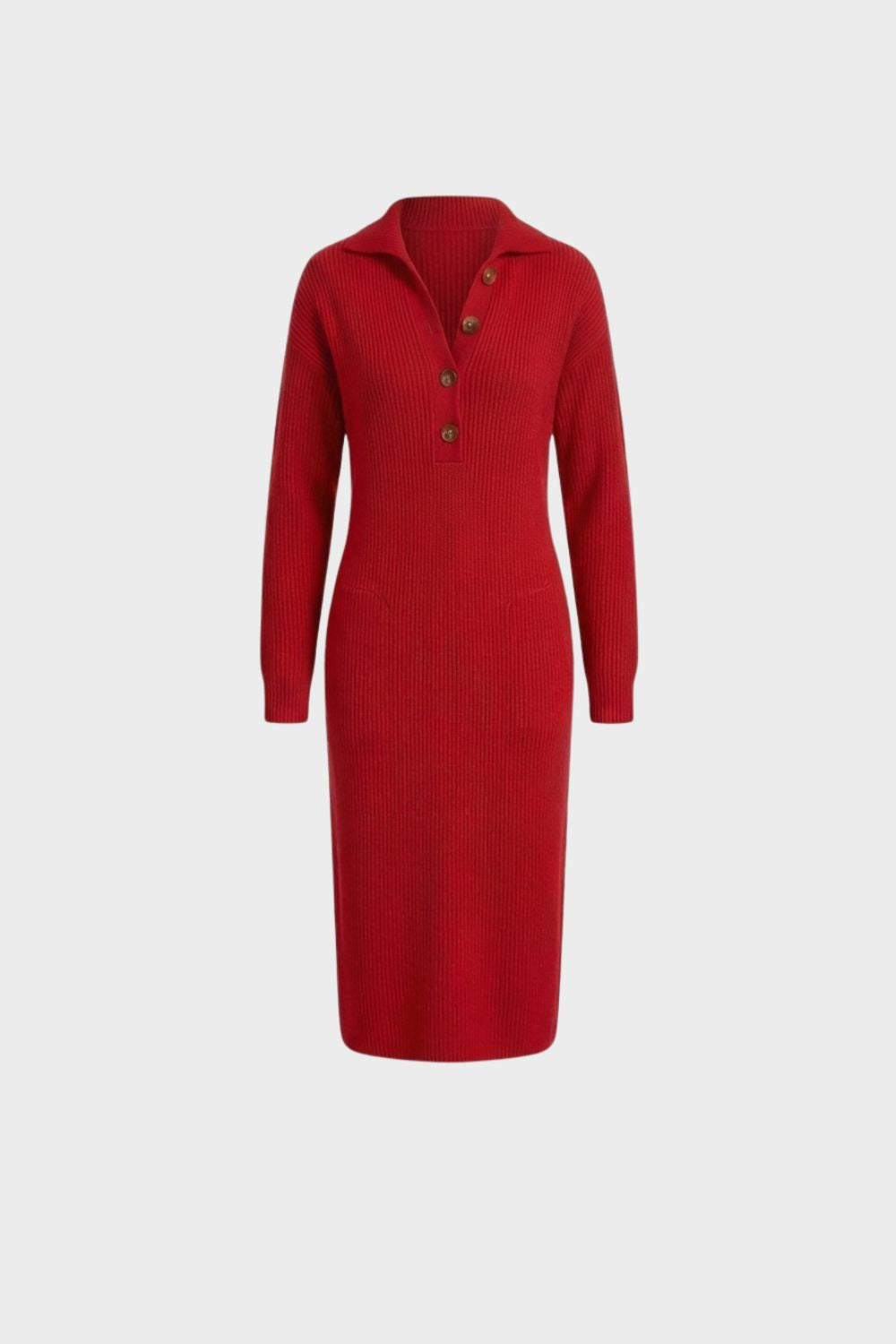 Damen Strickkleid Midi – Polo – Lifestyle-Look