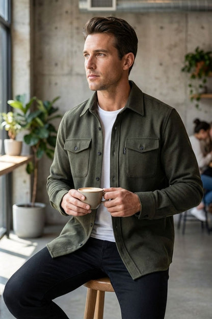 Herren Overshirt – Brusttaschen – Pass-Bild