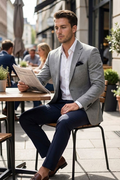 Herren Blazer – Slim-Fit-Blazer mit Zwei-Knopf-Verschluss und fallendem Revers für Business & Smart Casual