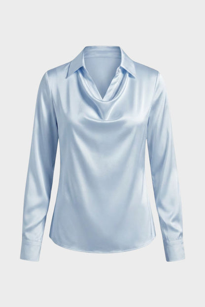 Damen Satin Bluse – Wasserfall – Größentabelle
