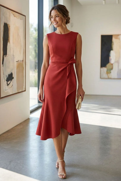 Damen Volant Midikleid – Cocktail – Sicht von oben