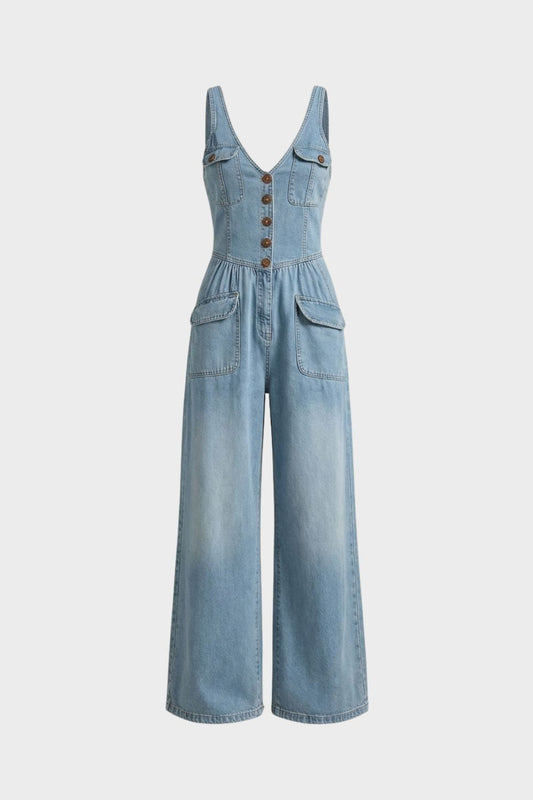 Damen Denim Jumpsuit – Wide-Leg – Hauptansicht