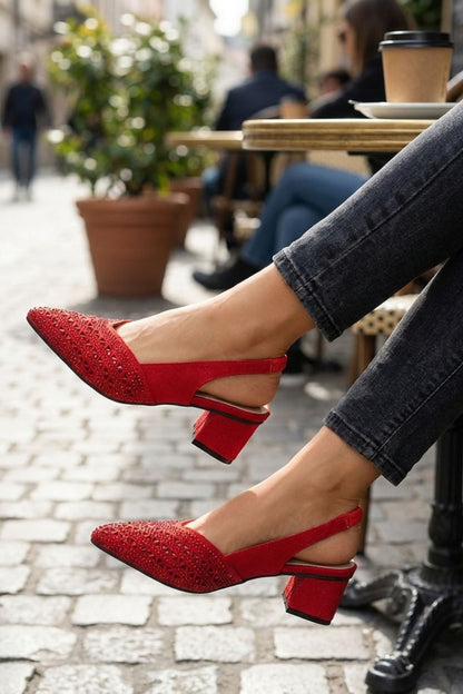 Damen Slingback Pumps | Strass