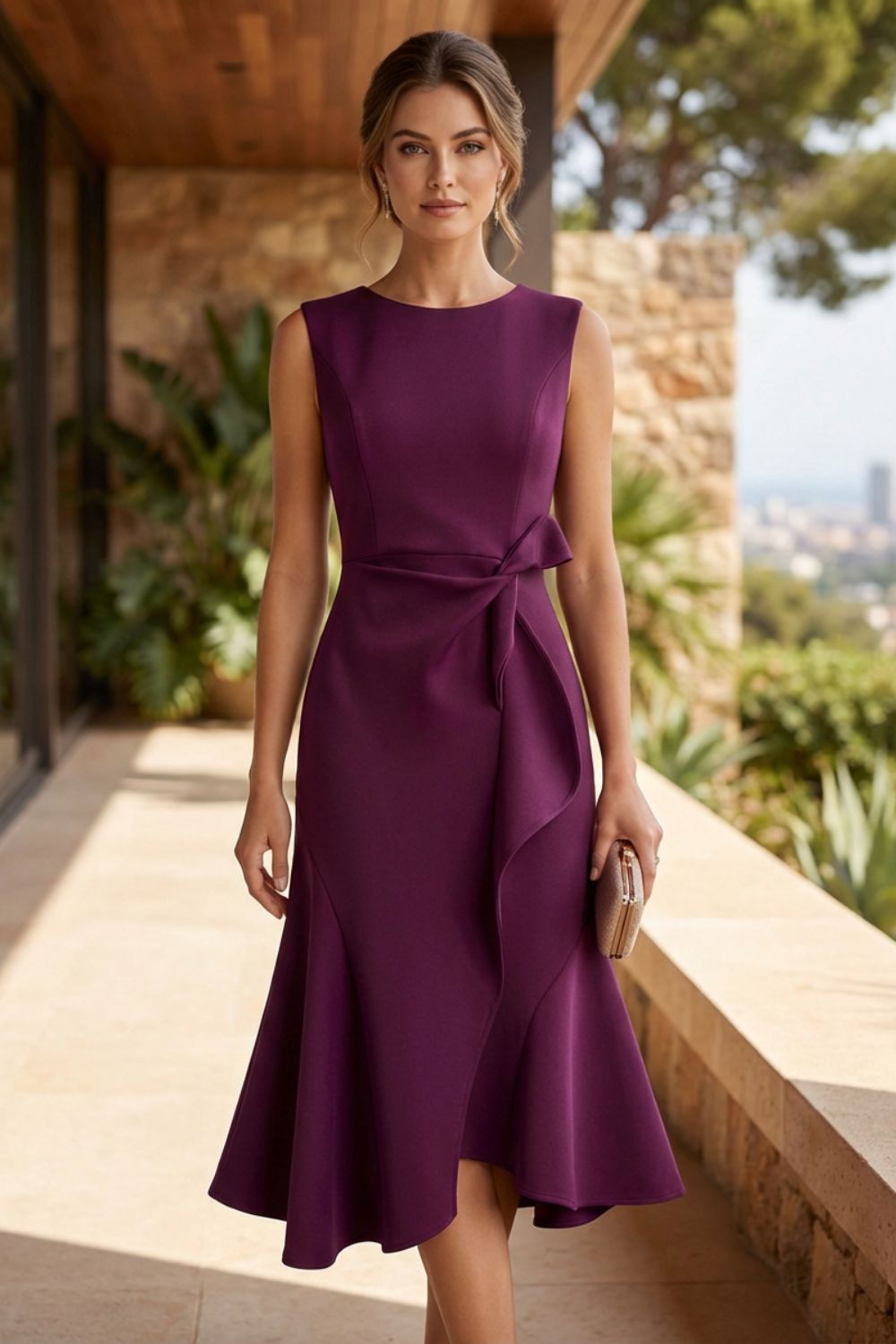Damen Volant Midikleid – Cocktail – Komfort-Ansicht