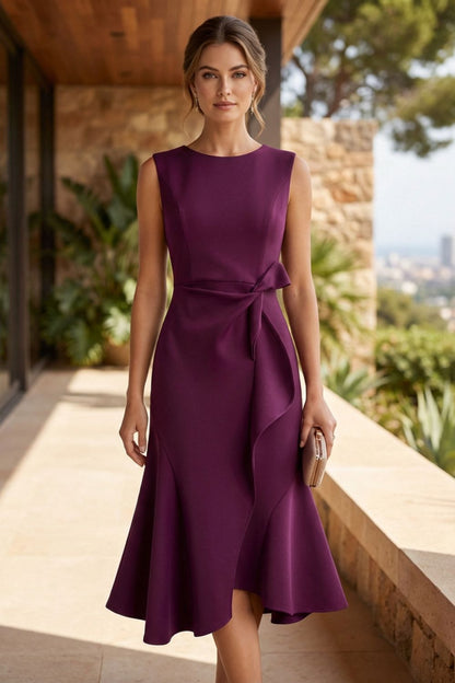 Damen Volant Midikleid – Cocktail – Komfort-Ansicht