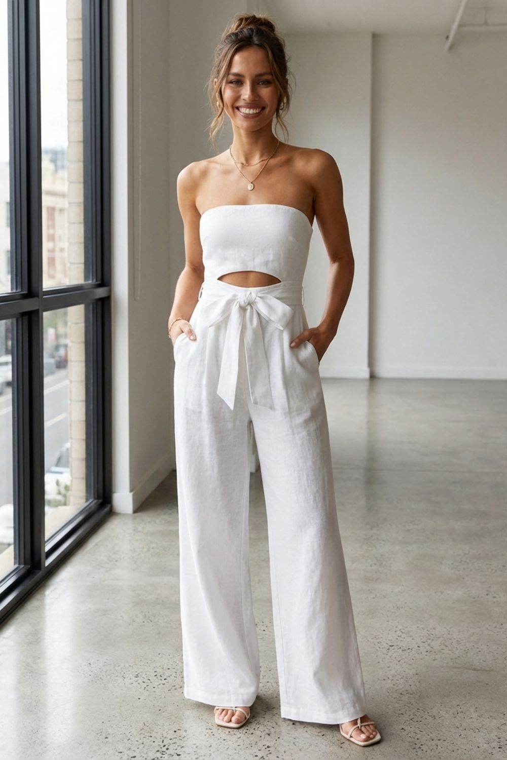 Damen Jumpsuit – Strapless Wide-Leg – Sicht von oben