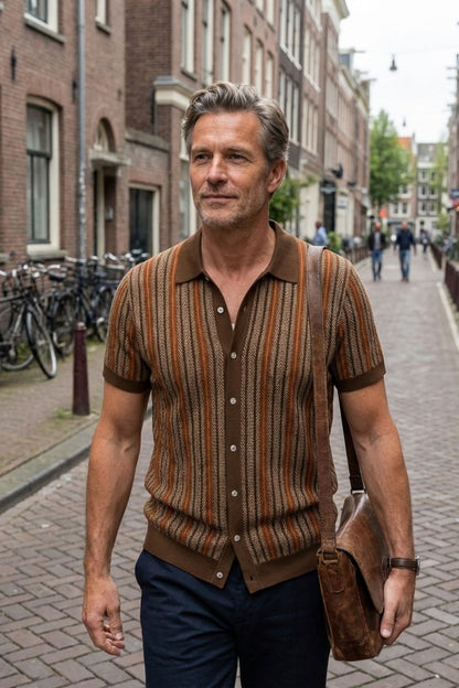 Herren Strick Polo – Jacquard – Rückansicht