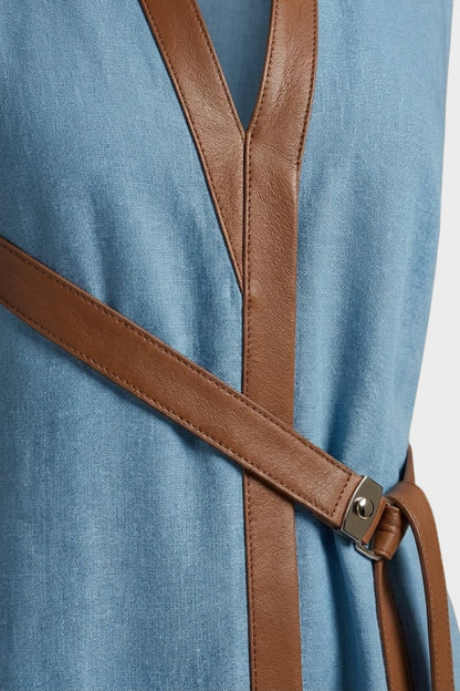 Damen Sommer Maxikleid | Taillengürtel – Profil-Ansicht
