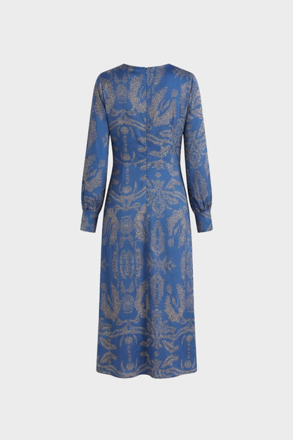 Midikleid Damen Wickeloptik mit V-Ausschnitt