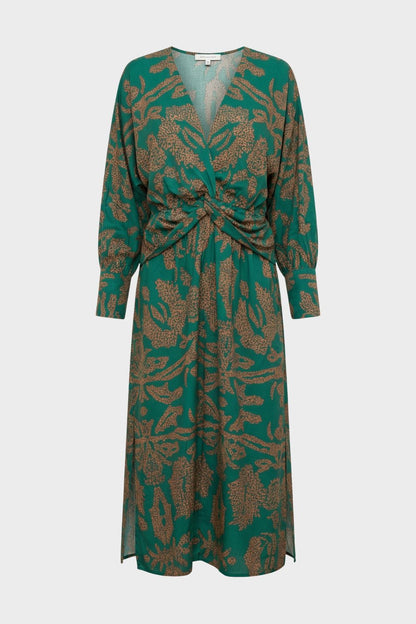 Midikleid Damen Wickeloptik mit V-Ausschnitt