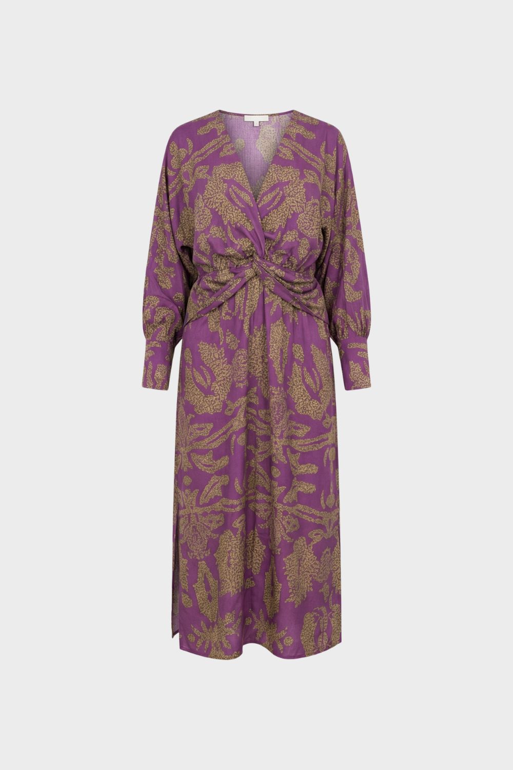 Midikleid Damen Wickeloptik mit V-Ausschnitt