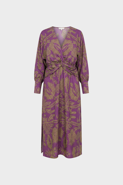 Midikleid Damen Wickeloptik mit V-Ausschnitt