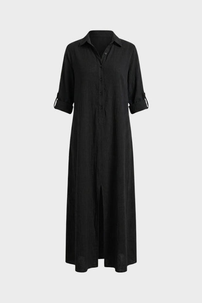 Damen Hemdblusenkleid | Maxi – Detail-Ansicht
