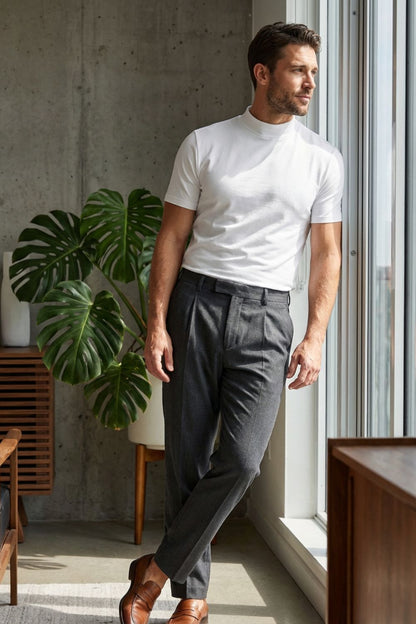 Herren Mock-Neck Tee – Fitted – Farb-Übersicht