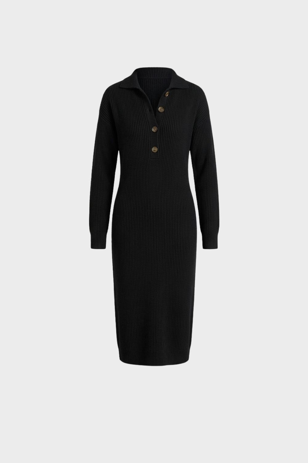 Damen Strickkleid Midi – Polo – Rückansicht